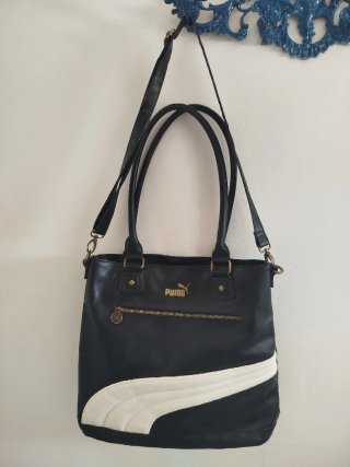 Bolso Puma Negro y Blanco asa y bandolera