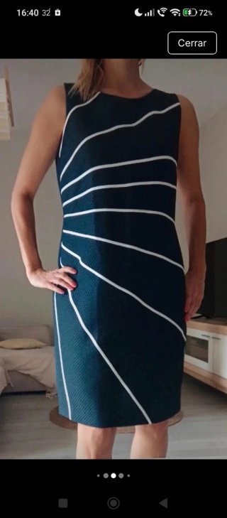 Vestido Chema Blanco Azul Oscuro Rayas Blancas T44