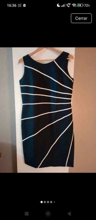 Vestido Chema Blanco Azul Oscuro Rayas Blancas T44