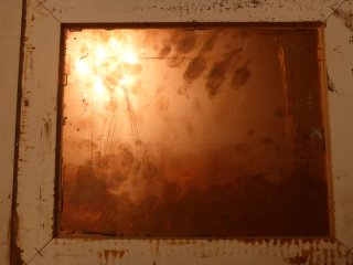 Cuadro óleo cobre escritorio antiguo