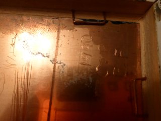 Cuadro óleo cobre escritorio antiguo
