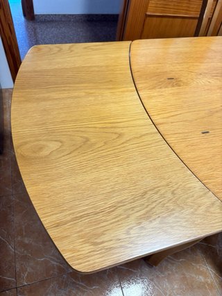 Mesa extensible 110/170-70 roble miel + 2 sillas