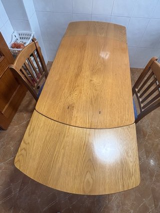 Mesa extensible 110/170-70 roble miel + 2 sillas