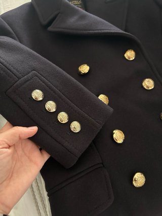 Abrigo Zara Lana Manteco Talla S Azul Marino