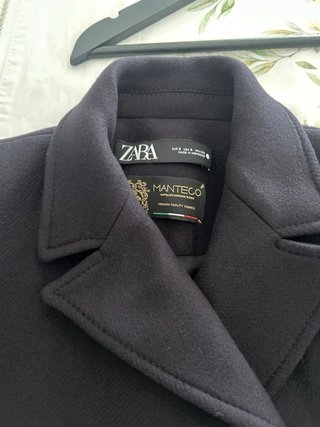 Abrigo Zara Lana Manteco Talla S Azul Marino
