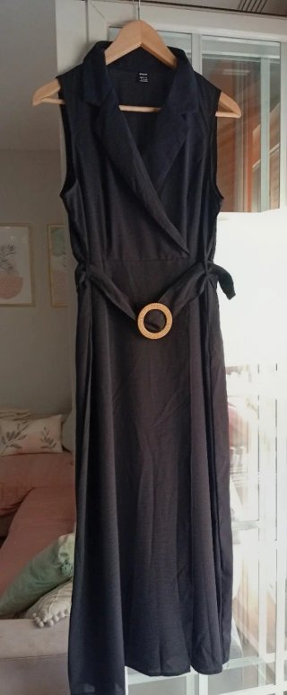 Vestido Midi Negro Estilo Blazer SHEIN Talla L