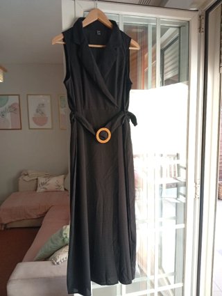 Vestido Midi Negro Estilo Blazer SHEIN Talla L