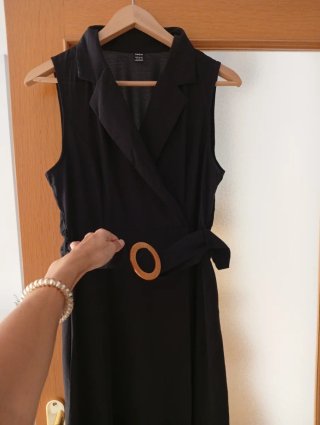 Vestido Midi Negro Estilo Blazer SHEIN Talla L