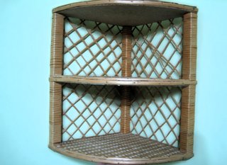 Estantería Esquinera Mimbre y Bambú – Vintage