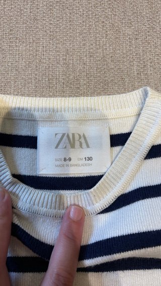 Top Zara Rayas Azul Blanco Talla de niña 8-9