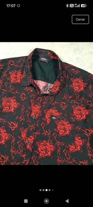 Camisa No Fear floral negra y roja