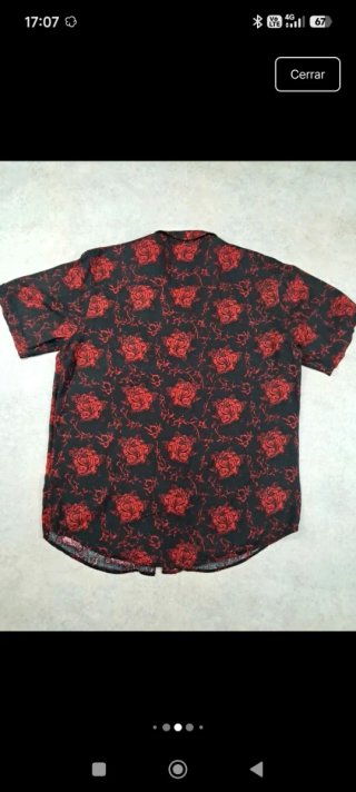 Camisa No Fear floral negra y roja