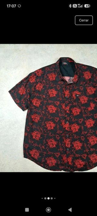 Camisa No Fear floral negra y roja