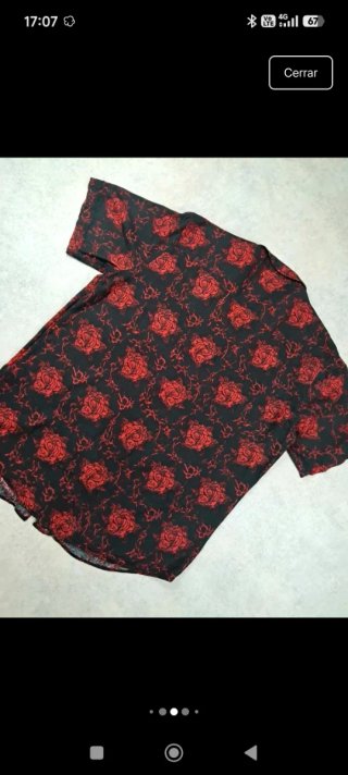 Camisa No Fear floral negra y roja