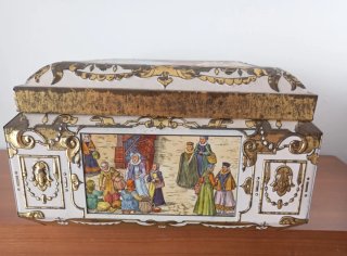 Caja de hojalata vintage decorada