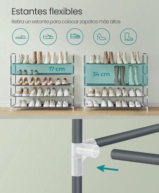 SONGMICS Estante Zapatero de 5 Niveles Organizador