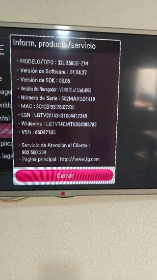 TV LG 32 Smart TV Gris con Soporte Pared