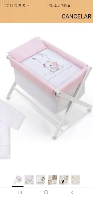 Mini cuna rosa con ositos
