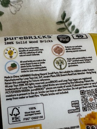 pureBRICKS 40 bloques de madera compatibles LEGO