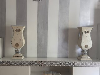 Pareja jarrones lujo beige/plata