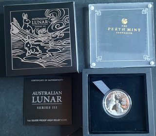 Australia 1$ 2023 Plata 1 Oz Conejo Lunar High Rel