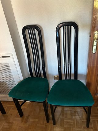 6 Sillas Vintage Terciopelo Verde y Negro