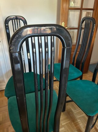 6 Sillas Vintage Terciopelo Verde y Negro