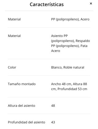 Set 4 Sillas Comedor Blanco/Roble Nederby