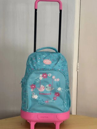 Mochila infantil con ruedas y diseño de pájaros