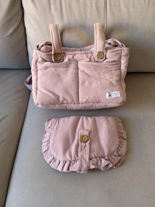 Bolso y portapañales bebé rosa