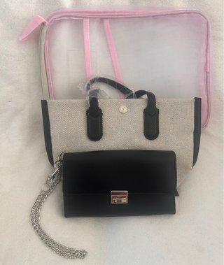 Lote 3 bolsos mujer beige y negro