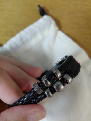 Pulsera Fossil Cuero Trenzado Plata