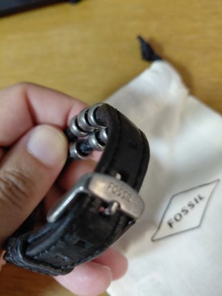 Pulsera Fossil Cuero Trenzado Plata