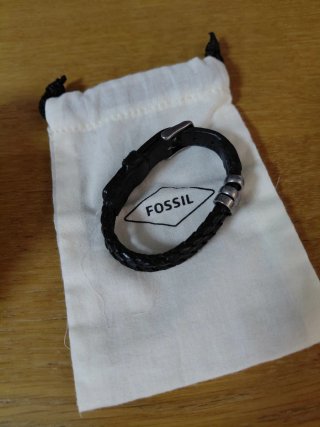 Pulsera Fossil Cuero Trenzado Plata