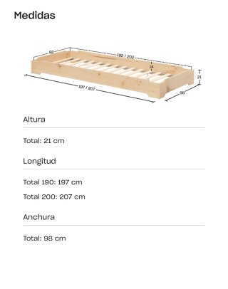 Cama LUFE Montessori Madera Natural