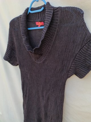 Caramelo Vestido de Punto Cuello Alto Talla S