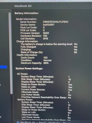 MacBook Air 15 M2 16GB 512GB 123 cicli