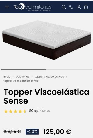 Sobre colchon Topper Viscoelástico Sense 90x190 7c