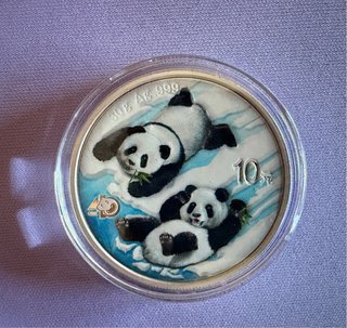 Moneda Plata Panda 30g 2022 Color 10 Yuan