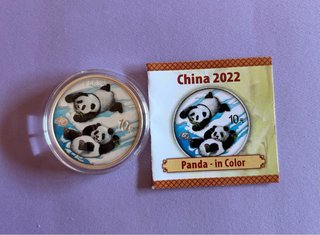 Moneda Plata Panda 30g 2022 Color 10 Yuan