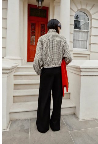 Bomber Zara viral cuadros blanco y negro
