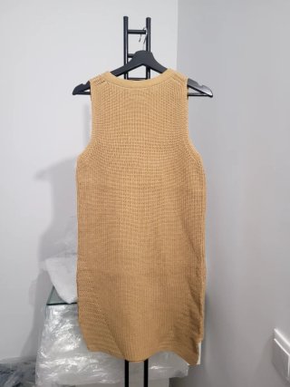 Vestido de punto sin mangas beige Talla única