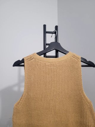 Vestido de punto sin mangas beige Talla única
