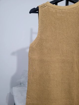 Vestido de punto sin mangas beige Talla única