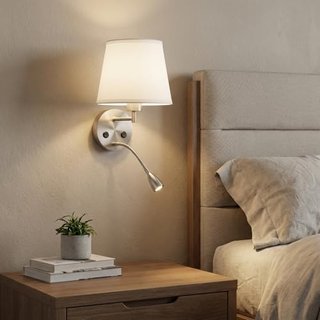 Aplique pared LED doble luz níquel, foco lectura