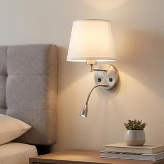 Aplique pared LED doble luz níquel, foco lectura