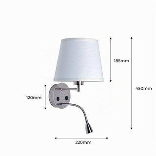 Aplique pared LED doble luz níquel, foco lectura