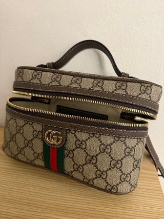 Borsa stile Gucci a tracolla beige e marrone
