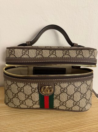 Borsa stile Gucci a tracolla beige e marrone