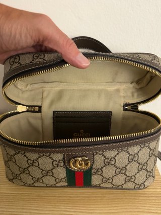 Borsa stile Gucci a tracolla beige e marrone